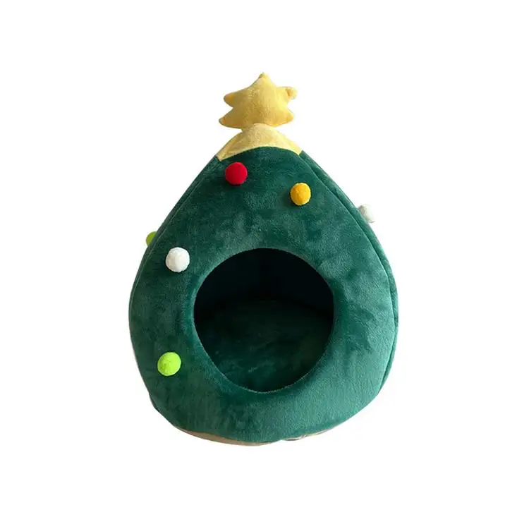 

Pet House Cat Christmas Tree Shape Bed Dog Nest Puppy Cave dog Supplies Deep Sleep dog Beds Winter Cat House Pet Supplies