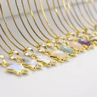 

Jewelry Necklace Luminous 18K Gold Plated Jewelry Sets Brass Necklace Chain Abalone Shell Star Jewelry