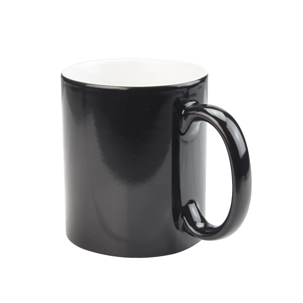 

Wholesale Color Changing Mug Bright Sublimation Ceramic Coffee Mug Cup Promotional Modern 11oz Mugs Fabric, Black