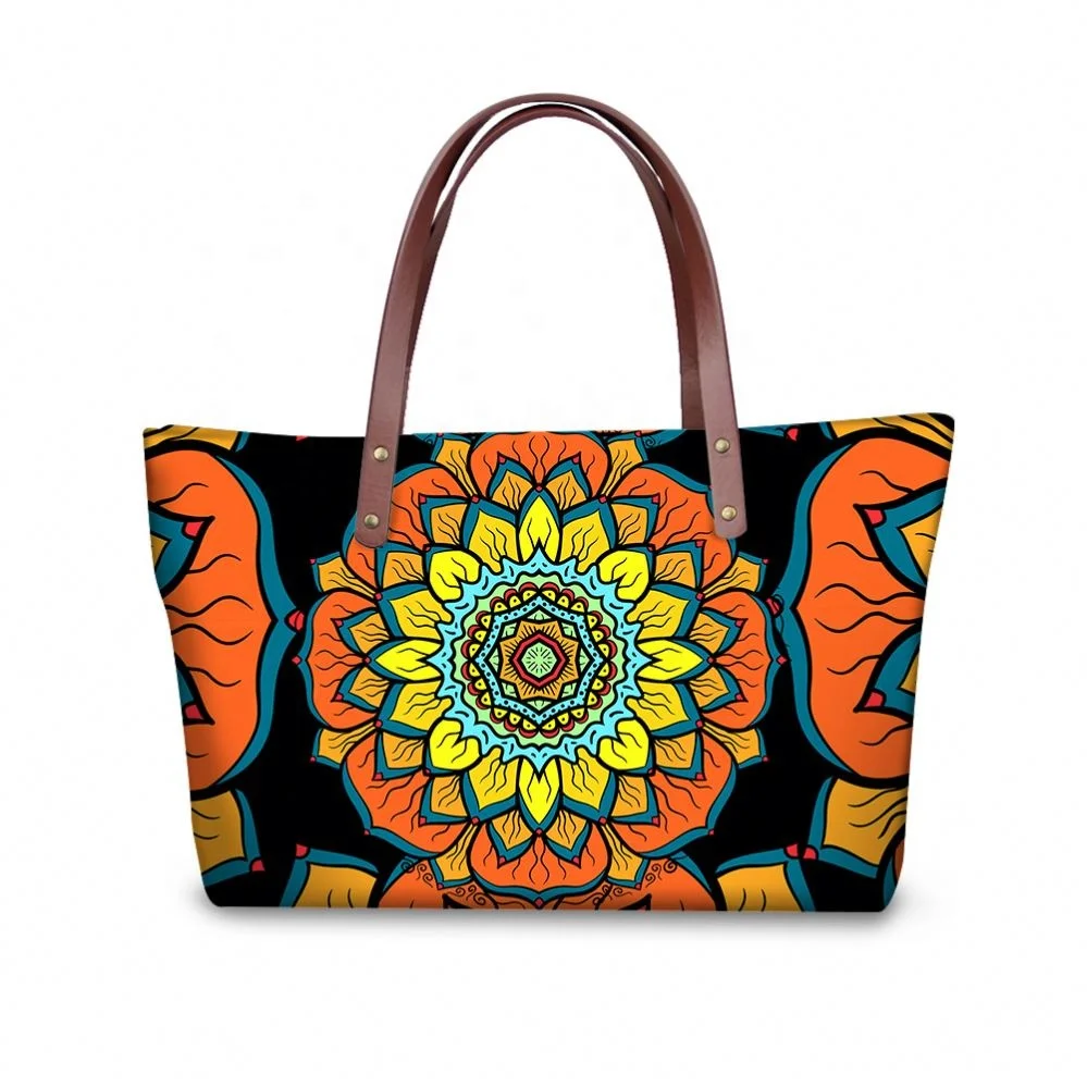 

2020 Hot Women Datura Flower Pattern 3D Print Hand Bags Custom LOGO Large Capacity Tarps Ladies Tote Bag, Customizable