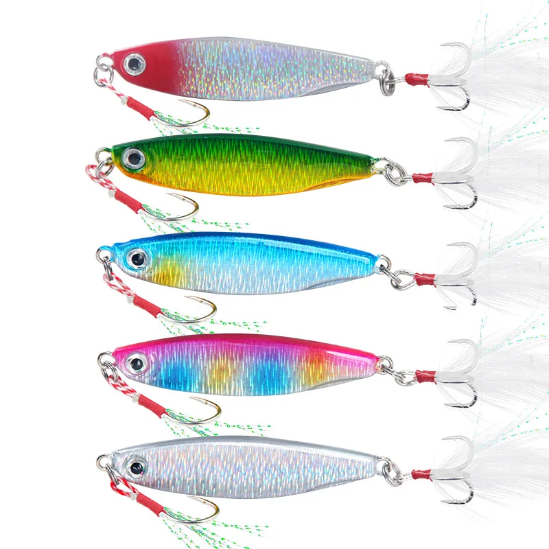 

7g 10g 15g 20g 30g Lures with Feather Hook Jigging Fishing Metal Jig Lure