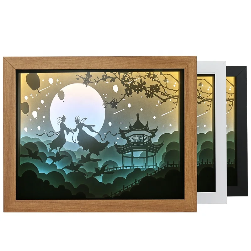 

PS Frame Papercut Light Boxes Night Lights Paper Sculptures Night Light Lamp of Creative Shadow