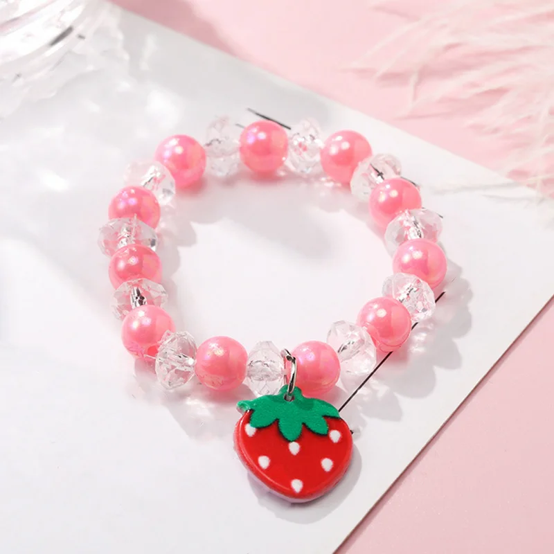 

Children's Day Cartoon Bracelet Girls Plastic beaded Toy Bracelets Princess Jewelry fashion retro elastic bead Baby Bracelet