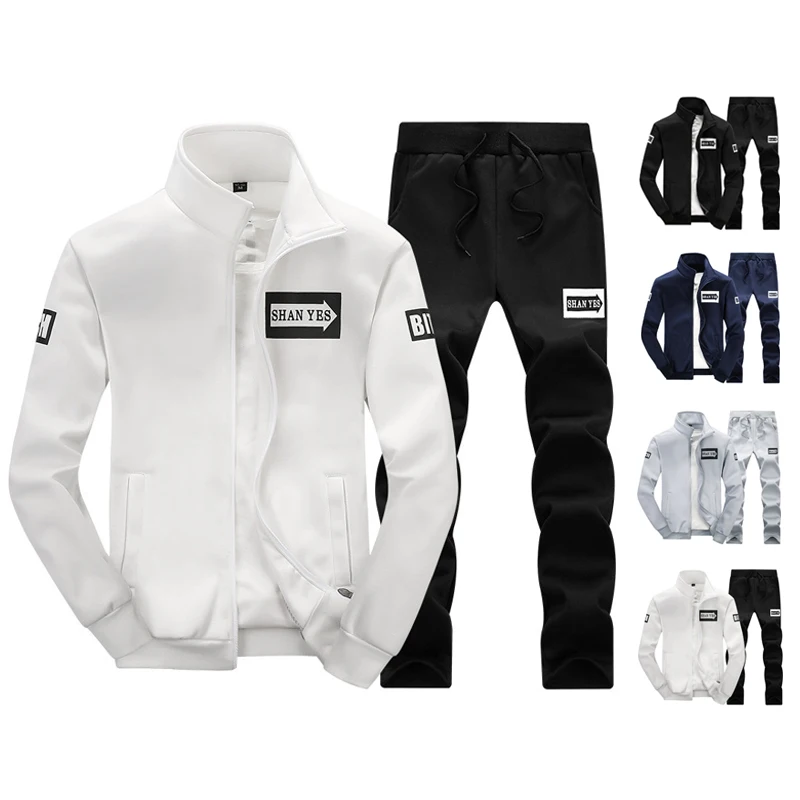 

Hot Selling On Ebay Autumn Breathable Fashion Gym Sport Tracksuit Set For Men, Black, white, dark blue,grey