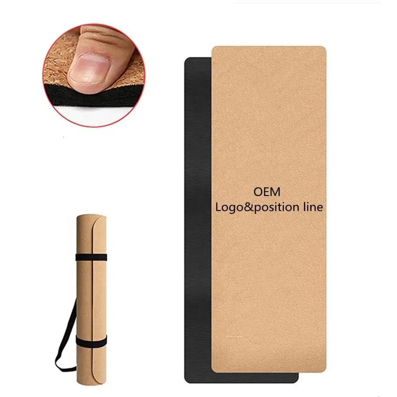 6mm Premium Grip Eco Friendly Sustainable Recyclable Gym Workout Fitness Pilates Custom Logo Non Slip Tpe Yoga Cork Mat