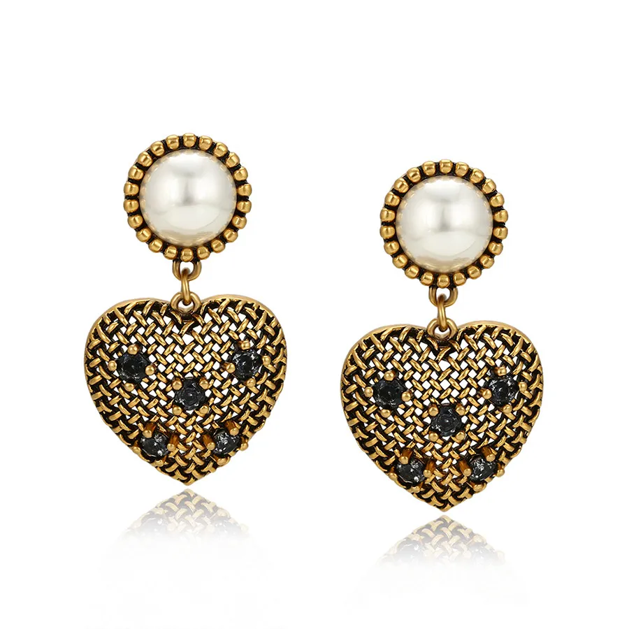 

E-1440 xuping Royal vintage heart-shaped femininity elegant fashion French high-quality pearl earring