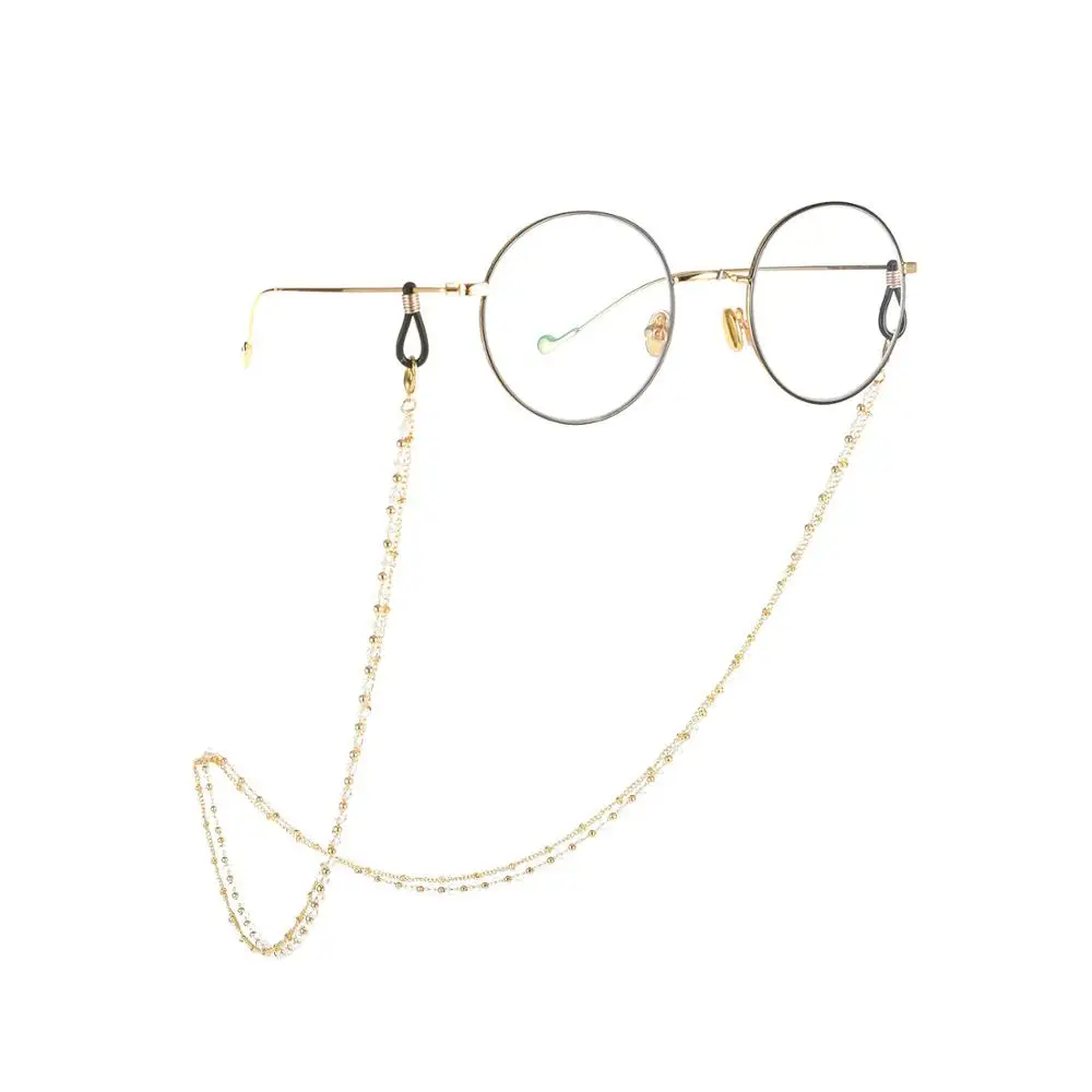 

Beads Unisex Gold Copper Alloy Metal Double Two Layers Eyeglass Eye Sunglasses Glasses Spectacle Holder Chains