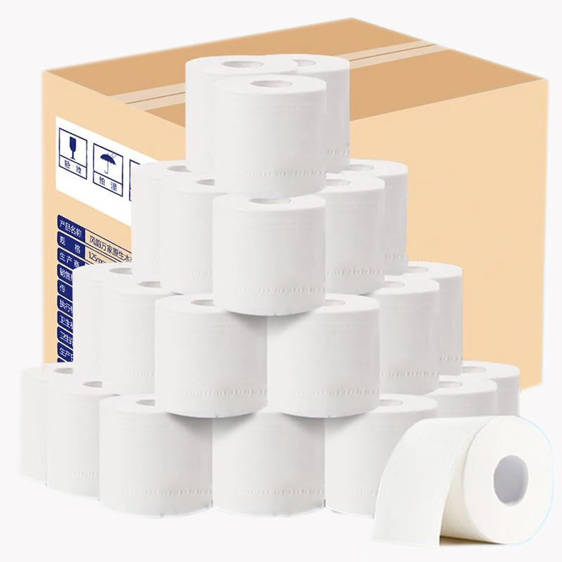 

High absorption 3-ply 15gsm toilet tissue rolls OEM with private brand label toilet paper, White