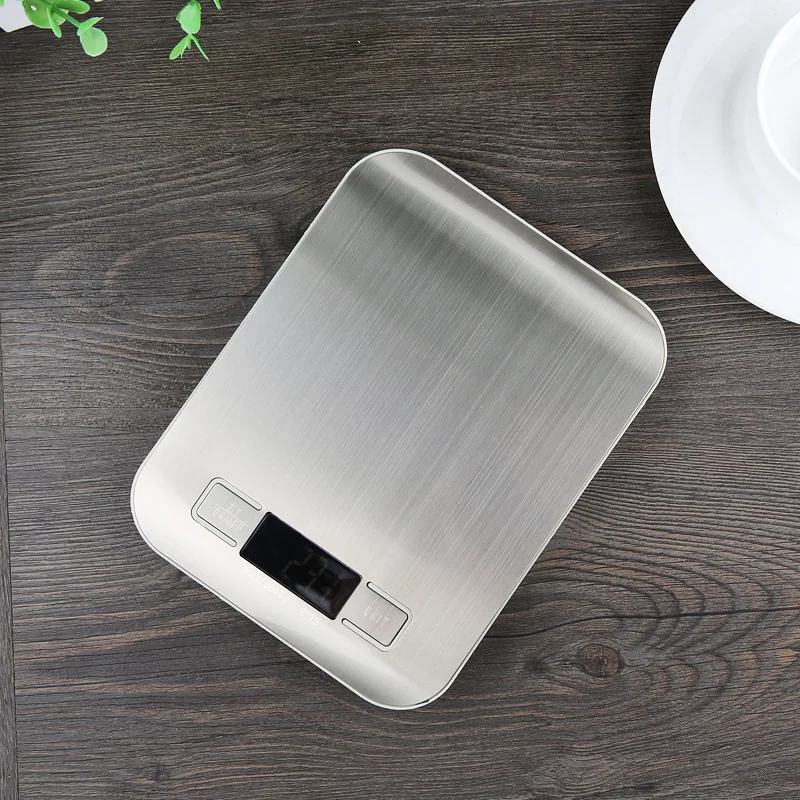 

household stainless steel electronic scale 5kg kitchen scale Rechargeable baking scale supports customized ingredients, Sliver