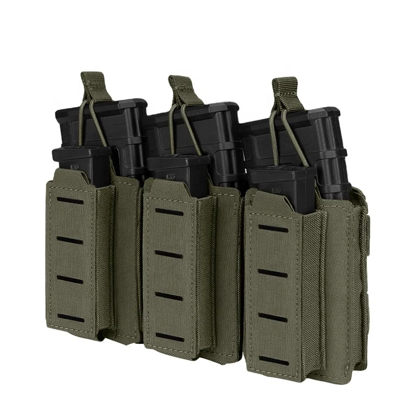 

IDOGEAR 5.56mm & 9mm Triple Mag Pouch Elastic Tactical Open Top MOLLE Kangaroo Magazine Pouch for Tactical Vest