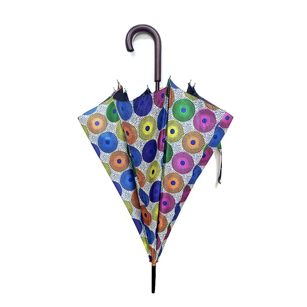 

Stylish African custom print umbrella 8 bones straight semi automatic water proof and sun proof umbrella, As showed
