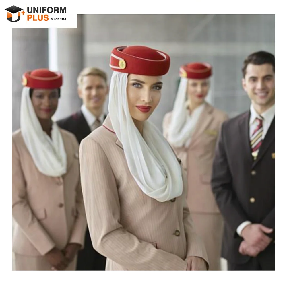 
Custom emirates airline fly stewardess set uniforms 