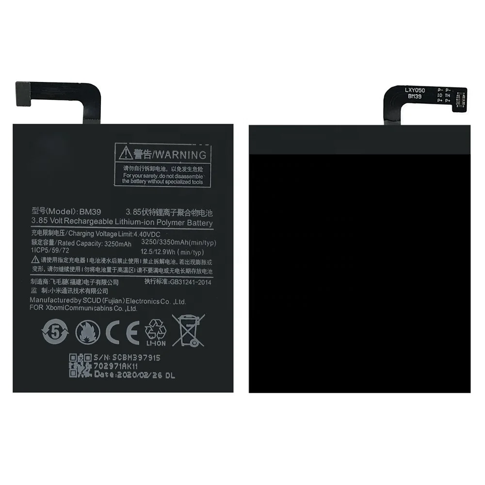 

BM39 For Xiaomi Mi 6 Mi6 M6 Battery 3250/3350mAh Real Capacity 2020 New Xiao Mi Genuine Replacement Batteries Akku OEM ODM