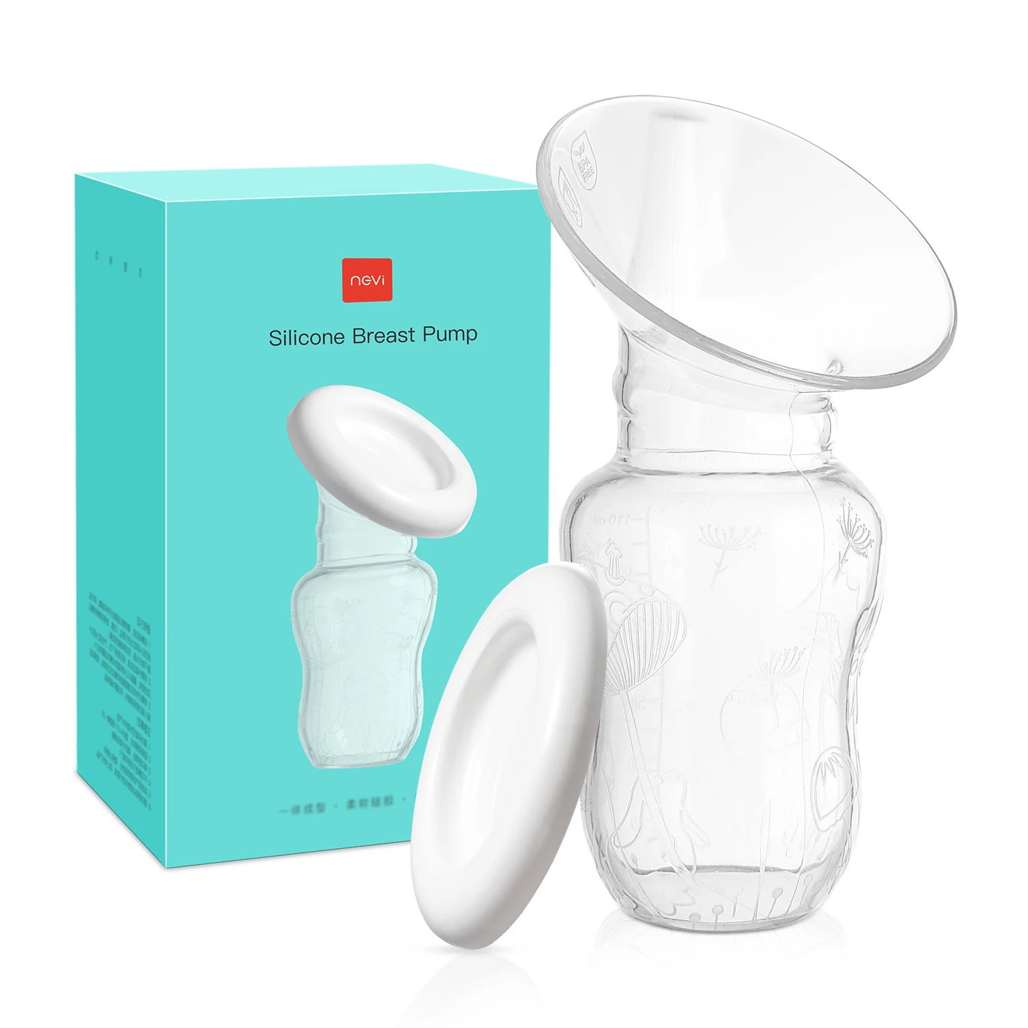 

Amazon Hot Sale High Quality Custom Logo 4oz/100ml White Soft Silicone Manual Breast Pump