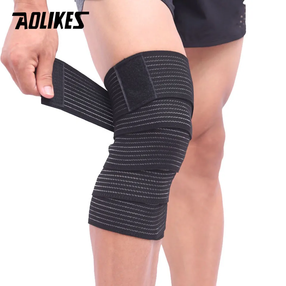 

Aolikes 1pcs Elastic Bandage Tape Knee Sport Support Strap Shin Guard Compression Protector For Ankle Leg Wrist Wrap, Black