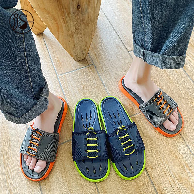 

Rope design of beach shoes men's slippers slides men Slippers, Picture