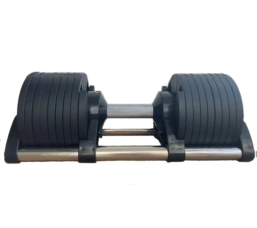 

Hot selling 2021 new automatic adjustable dumbbe 2 KG Increments 32 KG Adjustable Dumbbell, Black/white