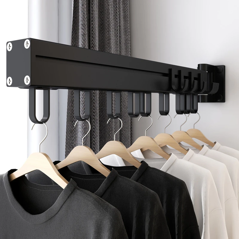 

Multi-function indoor Balcony Wall Mount Cloth Dryer Clothes Hangers metal folding Clothes Drying Rack, Silver, black