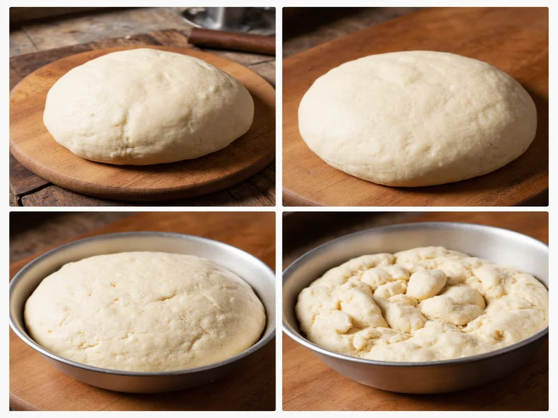 Stages of bread dough development from mixing to baking