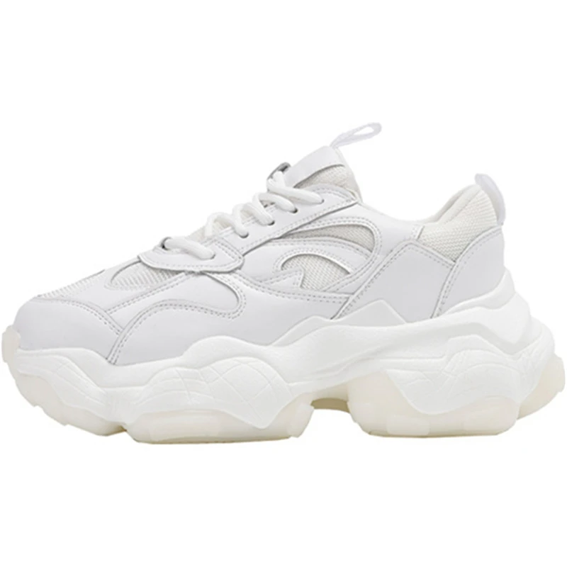 

2021 Cow Leather Korean Mesh Breathable Fashion Platform Women Sneaker 2021 Spring Luxury Sport Casual Shoes