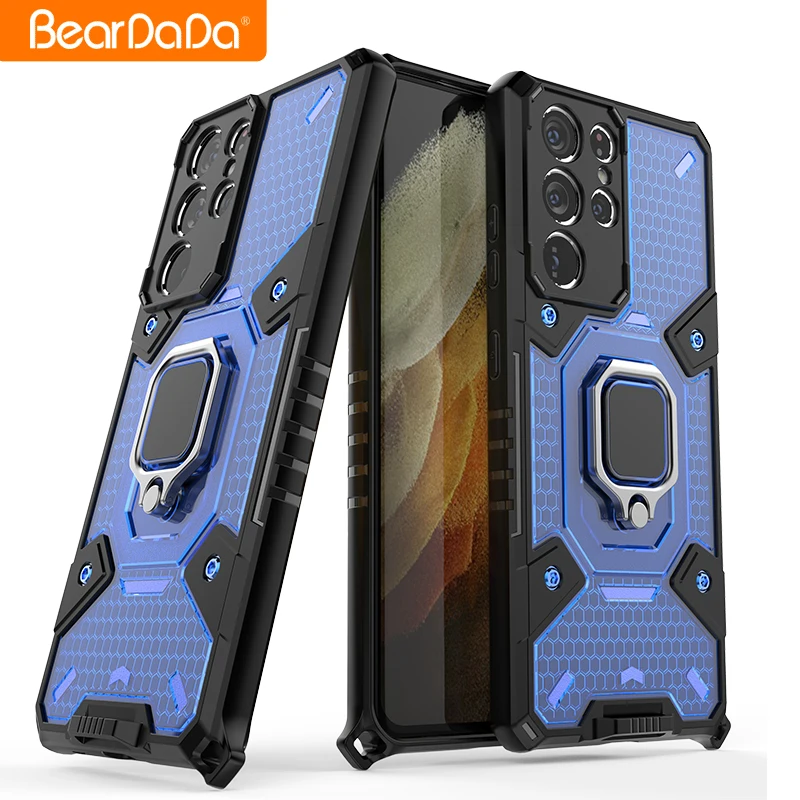 

Wholesale Amazon Hot Suitable For Samsung S21 ULTRA S20 ULTRA Creative Ring Holder Shockproof PC Designer Phone Cases Back Cover