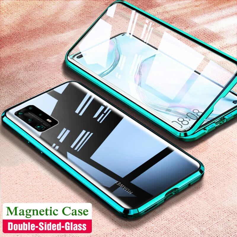 

Magnetic Metal Adsorption Case For Huawei P20 P30 P40 Honor 8x 10 20 P Smart Magnet Double Sided Glass Protective Cover Case