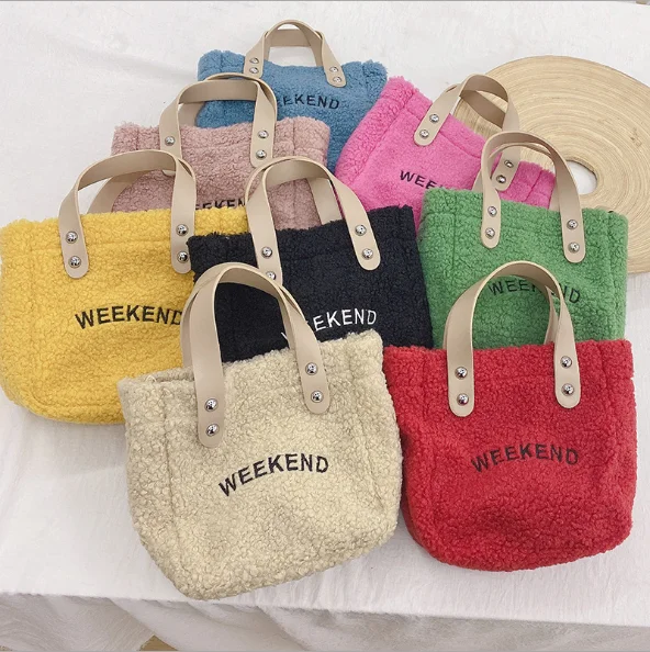 

2022 Korean Style Children Large Plush Bag Fall/winter New Crossbody Bag Baby Shoulder Fur Handbags, 6 colors