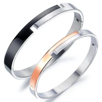 

New Stylish titanium steel geometric cut stainless steel couple bracelets, delicate holiday gift two color bracelet