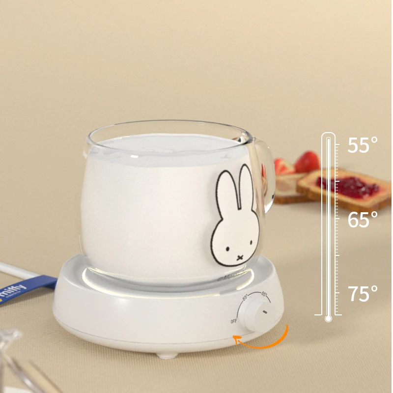 

Miffy Electric Cup Heater Coffee Mug Cup Mat Warmer Pad for Home Office Milk Tea Auto off Gift Electric Kettle Home Appliances, White