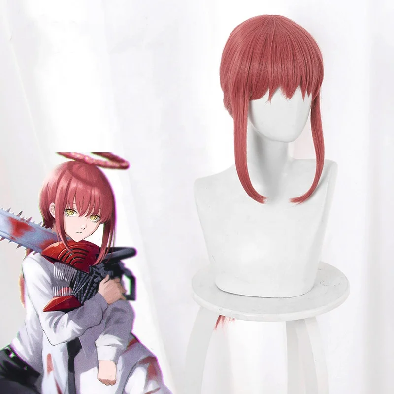 

Wholesale Chainsaw Man Wig Cosplay 70cm Long Dark Pink Makima Peluca Synthetic Anime Heat Resistant Wig With Braid