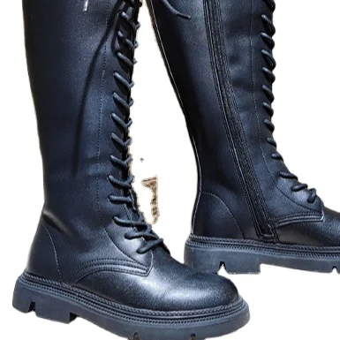 

girls fall and winter new long Martin boots children's high boots, Black