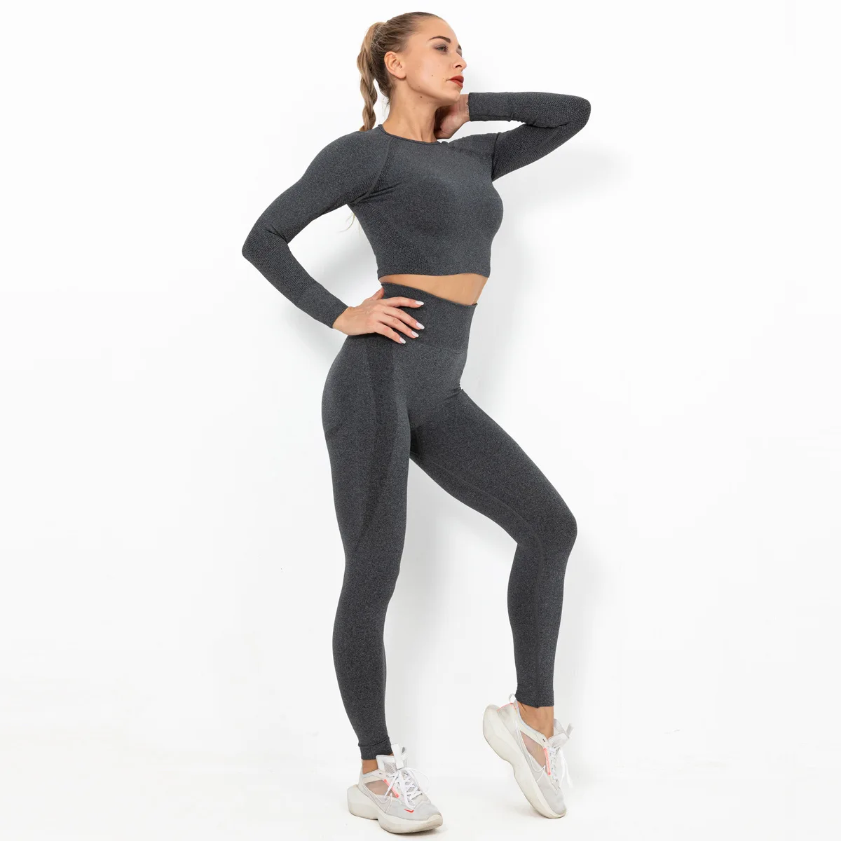 

Hot sale 2 Piece Set Women Seamless Fashion Suit Womens With Active Wear Sets Fitness Gym Yoga Clothes, Customized colors