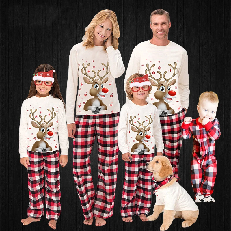 

Cotton Family Matching Christmas Pajamas New Year Mother Daughter Clothing Set Mom Daddy Baby Girl Boy Family Look, Picture shows