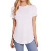 Basic White Curved Hem T Shirt Women Plain Soft Cotton Top Round Neck Blank Wholesale Clothings