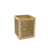 Wooden Cube Lamp Circular Perforated Netting Stylish Accent Table Desk Spa Lamps for Home Bedroom Room Bedside Night Light