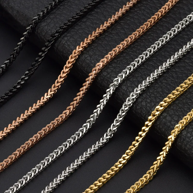 

2022 New Wholesale Hip Hop Mens Charm Chain 18k Gold Plated 2/3/4/5/6/8mm Franco Chain Stainless Steel Necklace