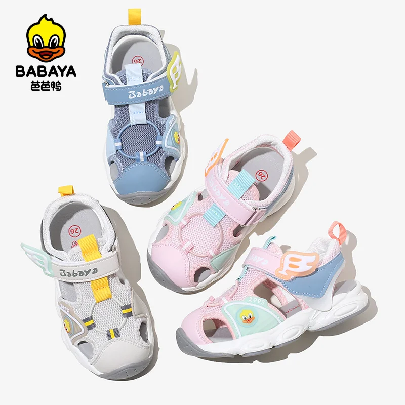 

36061 HUANQIU Fabric Upper Eva Breathable Hollow Kids Beach Summer Toddler Sandals, Pink/black
