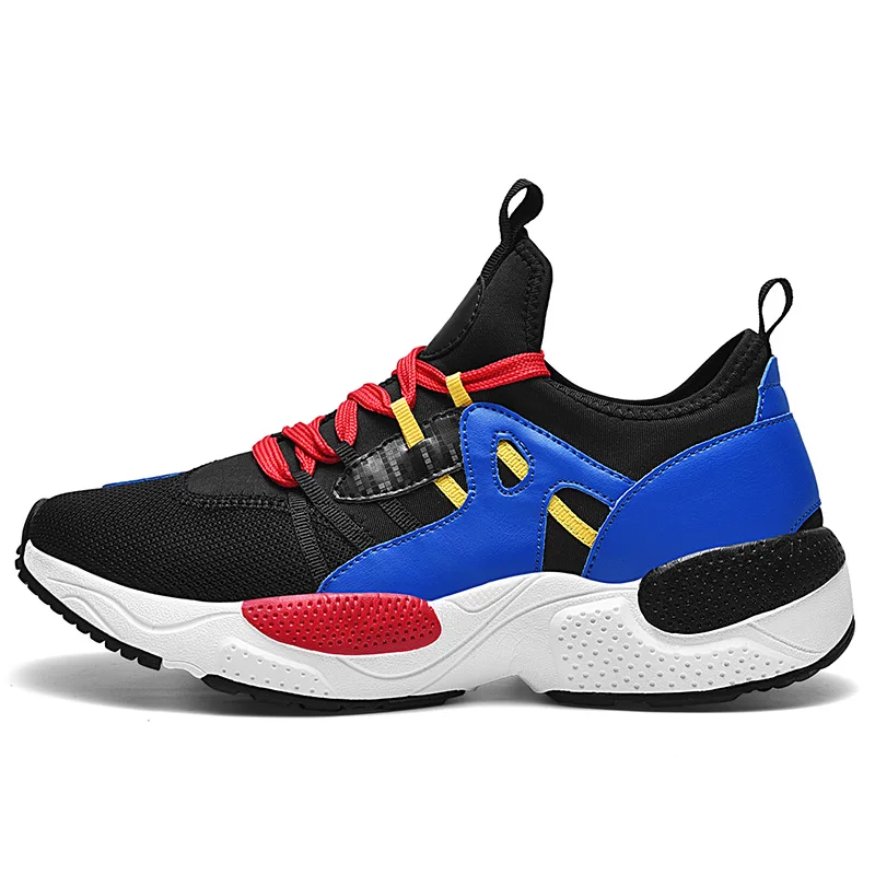 

Sepatu Murah Daily Wear Zapatos Deportivos Homme Casual Men Sneakers Mesh+Pu Uppers Breathable Cushion Shoes, White-red;black-blue;black