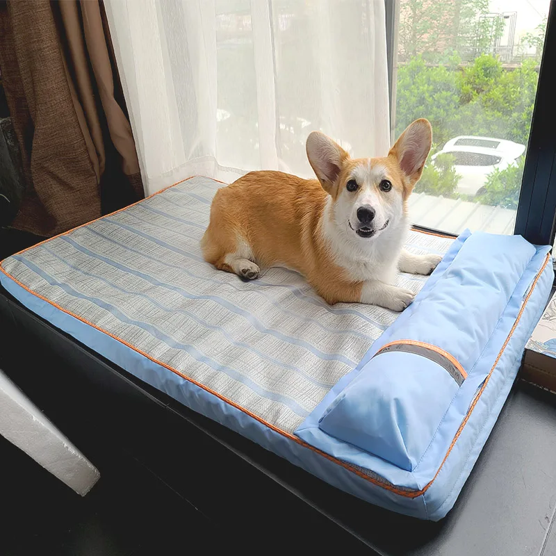 

Summer Pet Bed Thick Mat for Dogs Cooling Dog Mat Sofa with Pillow for Small Medium Large Dogs Cat Cooling Pad Pet Supplies