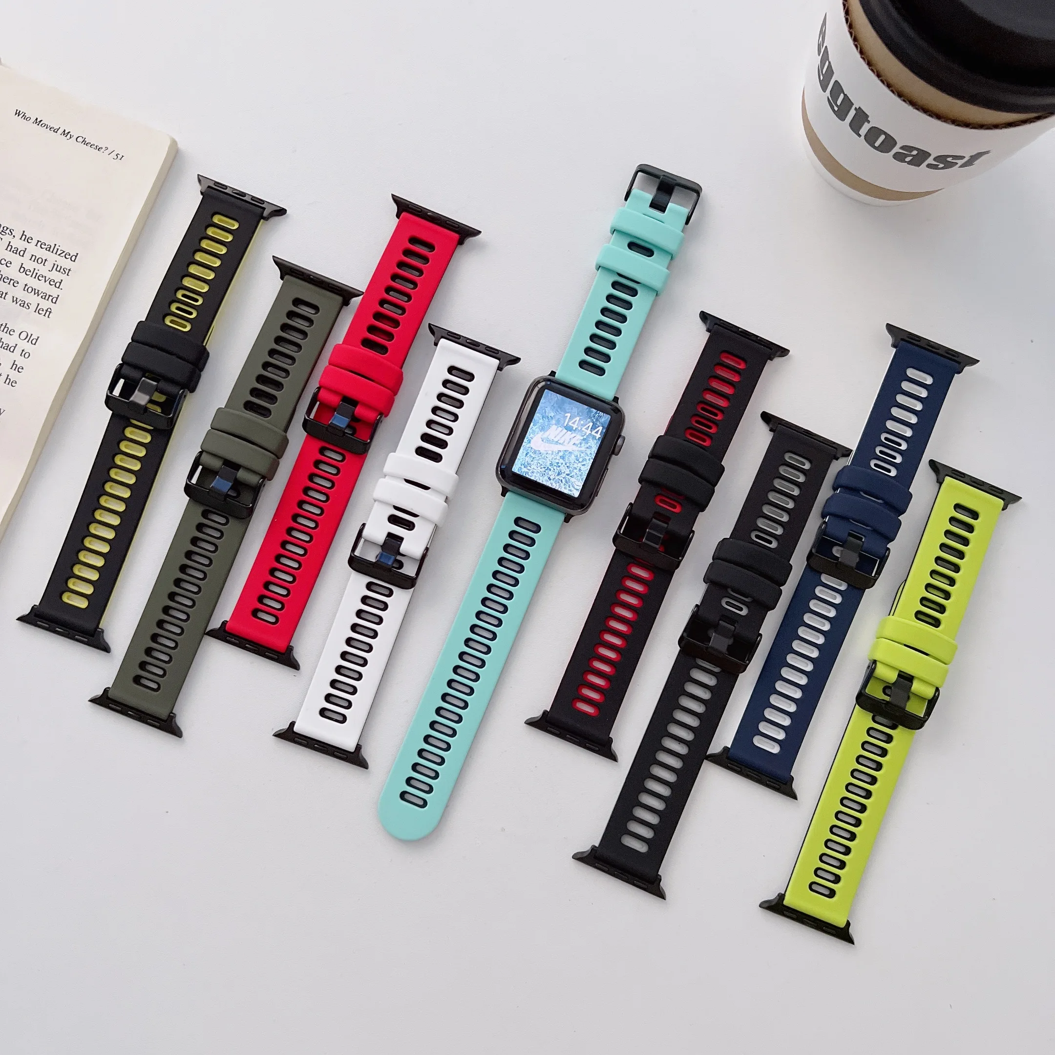 

Hot selling Amazon colorful straps for apple watch 38 40 42 44mm silicone watch band with buckle watchband, Many