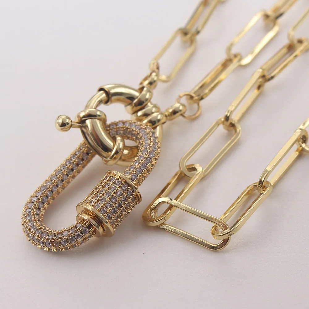 

MHS.SUN Luxury Zircon Buckle Pendant Chunky Chain Necklace Vintage Gold Color Women/Men Hiphop Style Jewelry