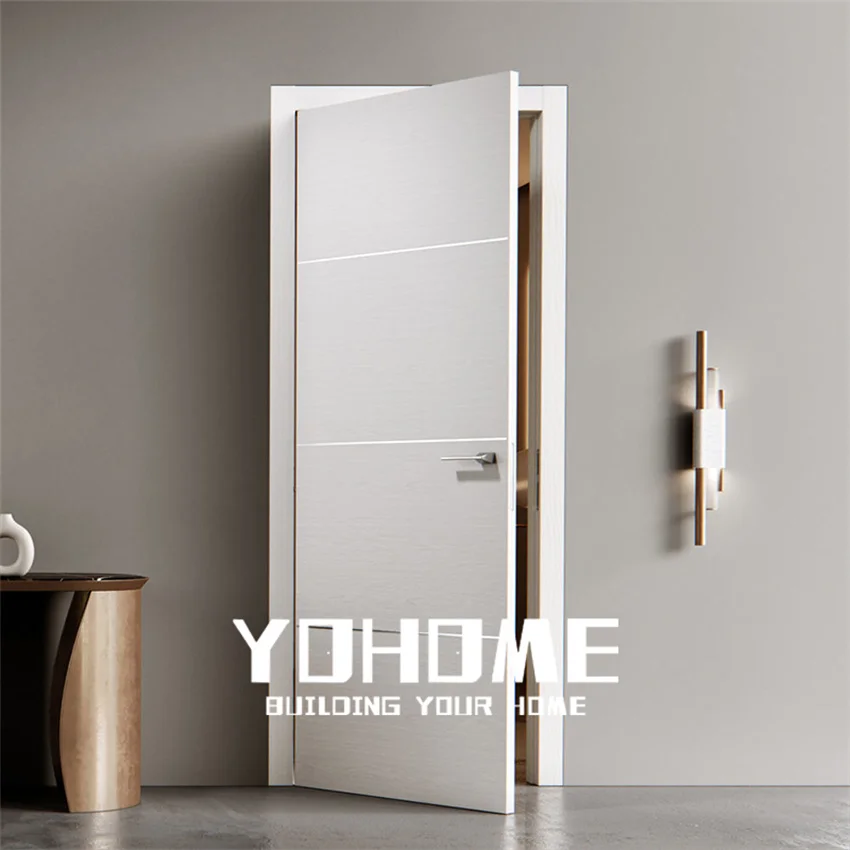 

French swing door for indoor solid wood interior single 6 panel door house flush design bedroom interior door