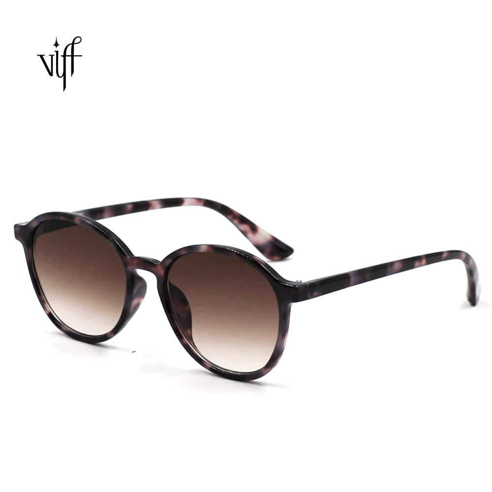 

VIFF HP19953 Custom Logo Brown Tortoise Color Plastic Round Sunglasses Ready to ship, Multi and oem