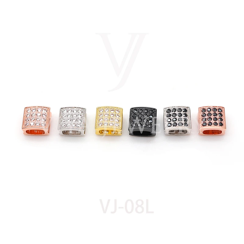 

Luxury  316L Stainless Steel Square Beads with Shinning Zircon Stones for Bracelet Making Quality Accessories