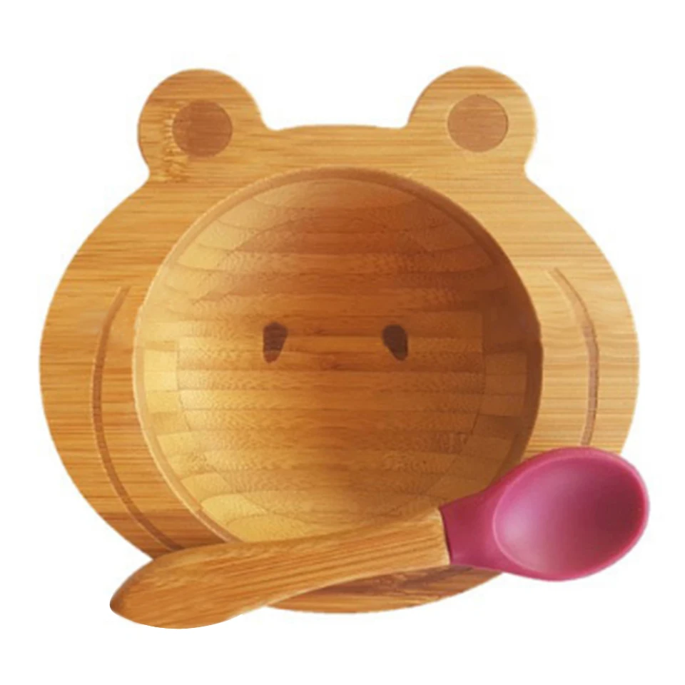 

Bamboo&Silicone Suction Stay Put Feeding Plate Baby Toddler Suction Plate Bamboo Baby Bowl