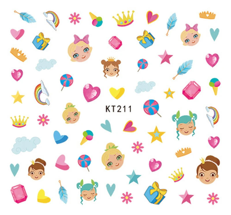 

KT201-240 3D cartoon kids wholesales nail sticker for children back adhesive decal decoration nail sticker, Colorful