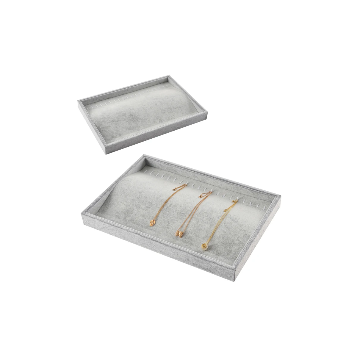 

Gray Jewlery Packaging Box Women's Necklace Storage Boxes New Design Ice Velvet Necklace Case