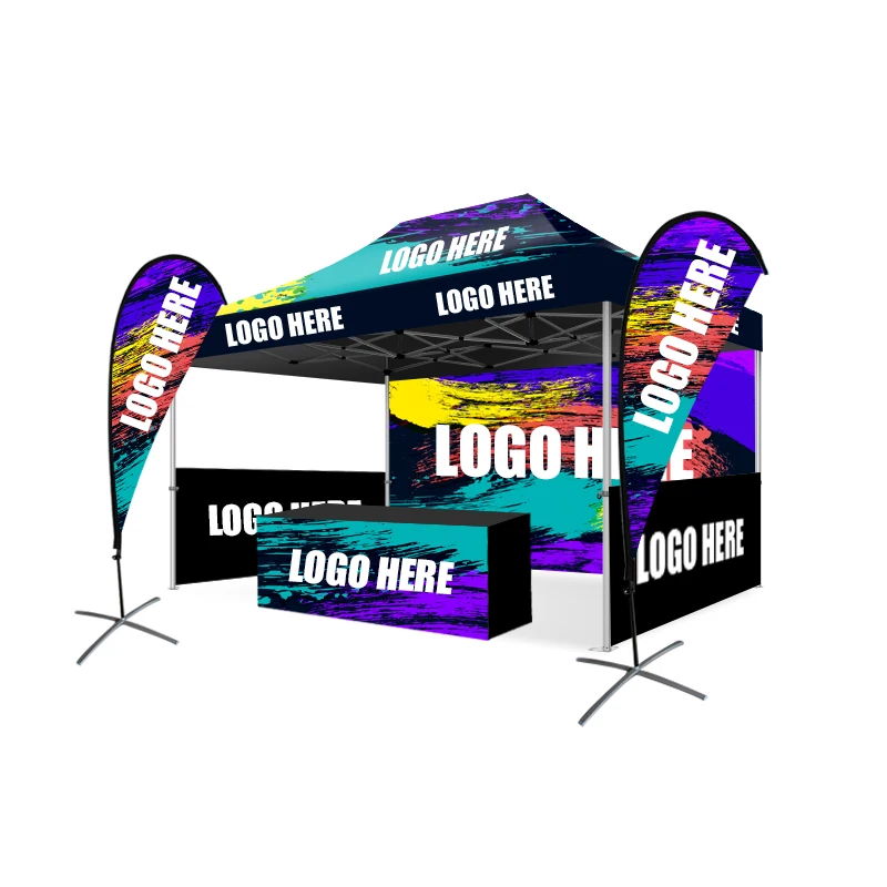 Customizable Commercial Outdoor Folding Pop Canopy Tent Logo Printing Waterproof Trade Show PVC Walls Aluminum Alloy Frame