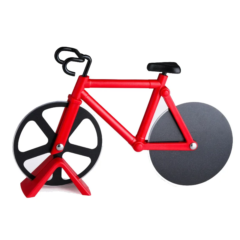 

Creative Pizza Knife Tool Non Slip Handle Plastic Stainless Steel Bike Bicycle Pizza Cake Cutter Wheel Blade Slicer, White/yellow/red/blue