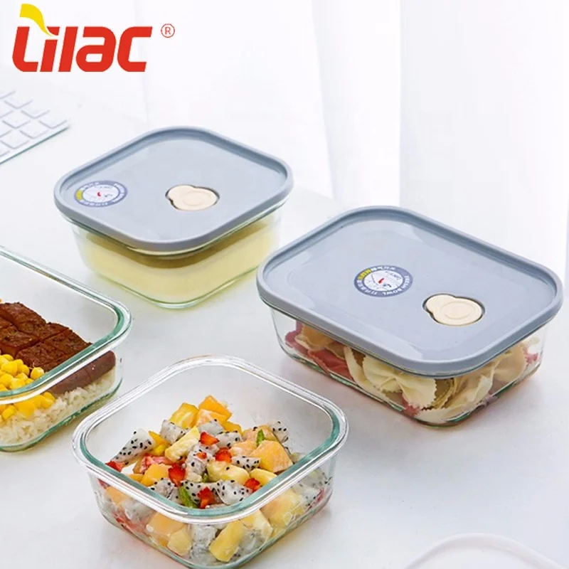 

Lilac FREE Sample 450ml/580ml set airtight packaging kitchen/household/fridge food storage transparent glass containers